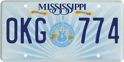 MS license plate OKG774