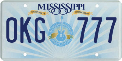 MS license plate OKG777