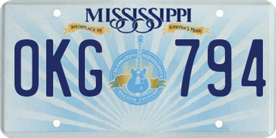 MS license plate OKG794