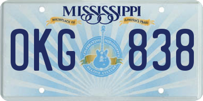 MS license plate OKG838