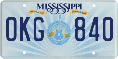 MS license plate OKG840