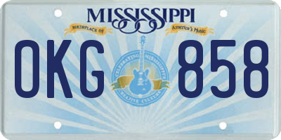 MS license plate OKG858