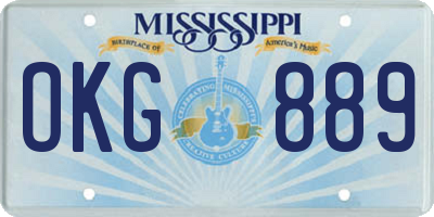 MS license plate OKG889