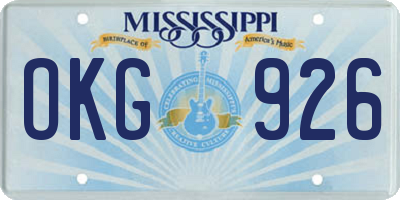 MS license plate OKG926