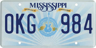 MS license plate OKG984