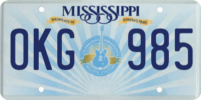 MS license plate OKG985