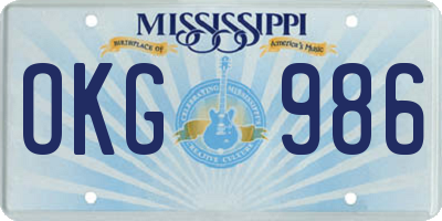 MS license plate OKG986