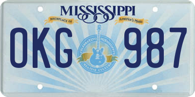 MS license plate OKG987