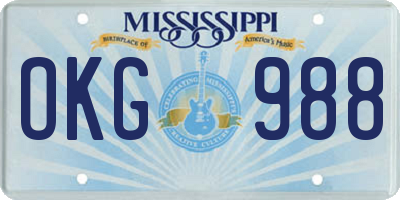 MS license plate OKG988