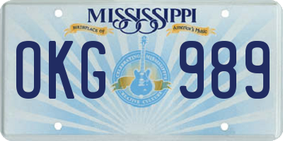 MS license plate OKG989