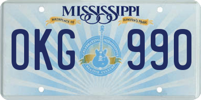 MS license plate OKG990