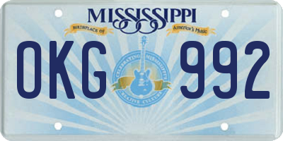 MS license plate OKG992