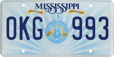 MS license plate OKG993