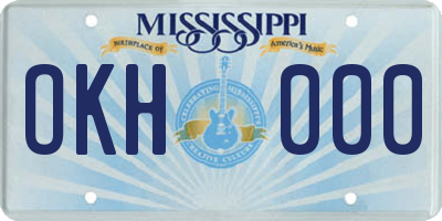 MS license plate OKH000