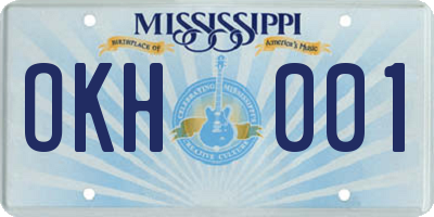 MS license plate OKH001