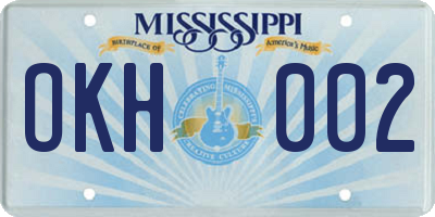 MS license plate OKH002