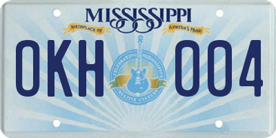 MS license plate OKH004