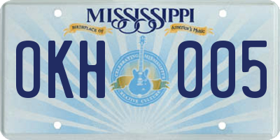 MS license plate OKH005