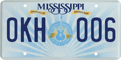 MS license plate OKH006