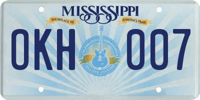 MS license plate OKH007