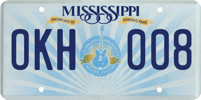MS license plate OKH008