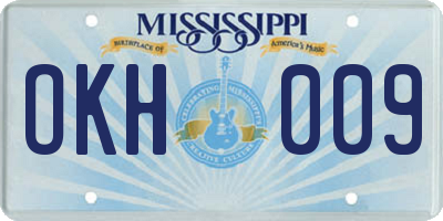 MS license plate OKH009