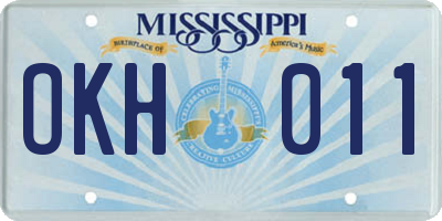 MS license plate OKH011