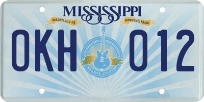 MS license plate OKH012