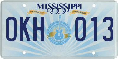 MS license plate OKH013