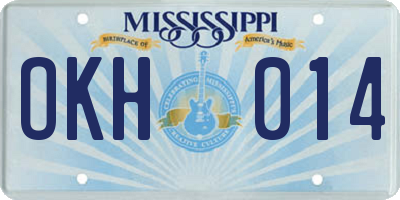 MS license plate OKH014
