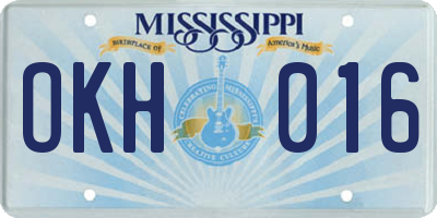 MS license plate OKH016