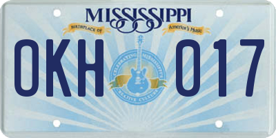 MS license plate OKH017