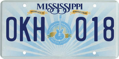 MS license plate OKH018