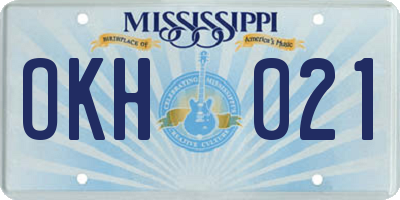 MS license plate OKH021