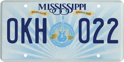 MS license plate OKH022