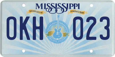 MS license plate OKH023