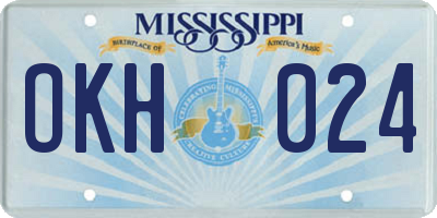 MS license plate OKH024