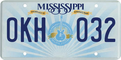 MS license plate OKH032