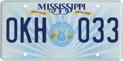 MS license plate OKH033