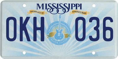 MS license plate OKH036