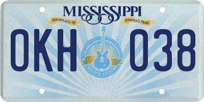 MS license plate OKH038