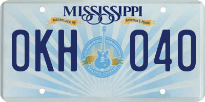 MS license plate OKH040