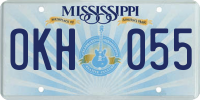 MS license plate OKH055
