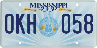 MS license plate OKH058