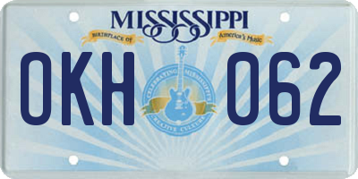 MS license plate OKH062