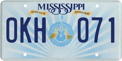 MS license plate OKH071