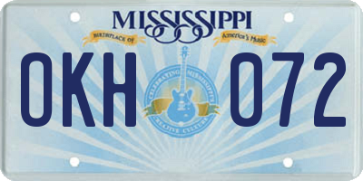 MS license plate OKH072
