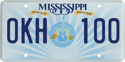 MS license plate OKH100