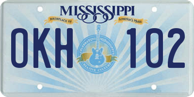 MS license plate OKH102