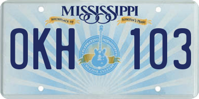 MS license plate OKH103